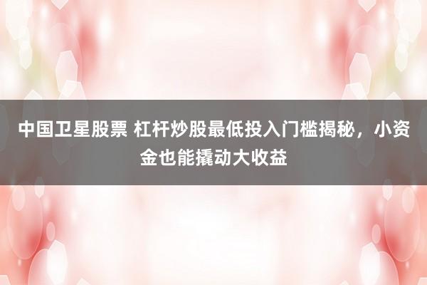 中国卫星股票 杠杆炒股最低投入门槛揭秘，小资金也能撬动大收益